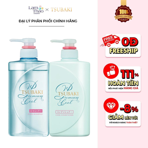 Bộ Gội Xã Phục Hồi Hư Tổn Tsubaki Premium Cool Shampoo & Conditioner Pair Set