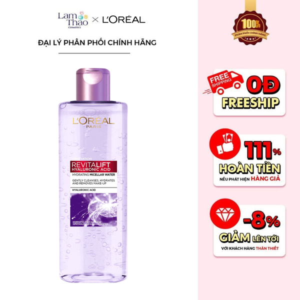Nước Tẩy Trang Làm Sạch Và Cấp Ẩm Loreal Revitalift Hyaluronic Acid Hydrating Micellar Water