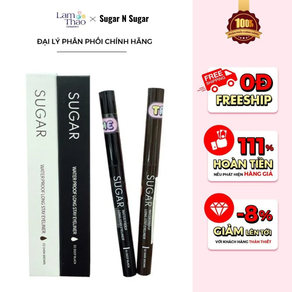 Bút Kẻ Mắt Nước Lâu Trôi Không Thấm Nước Sugar Water Proof Long Stay Eyeliner