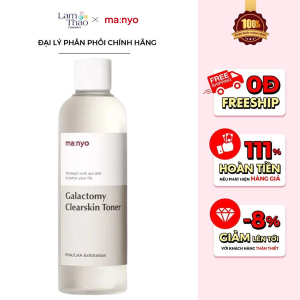 [DEAL 09/4 - 02/5 MUA SP MANYO FULLSIZE BẤT KÌ TẶNG 1 KHĂN MANYO + 1 TONER MANYO 30ML + 1 DẦU TT 25ML] Nước Hoa Hồng Manyo Galactomy Clearskin Toner