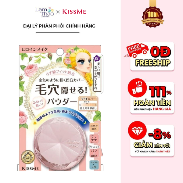 Phấn Phủ Siêu Mỏng Lâu Trôi Độ Che Phủ Tự Nhiên Màu Da Kissme Heroine Make Long Stay Powder Air Veil SPF 44 PA+++