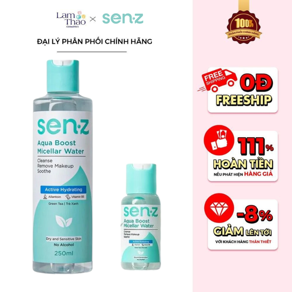 Nước Tẩy Trang Chiết Xuất Trà Xanh Cấp Ẩm Sâu Senz Aqua Boost Micellar Water