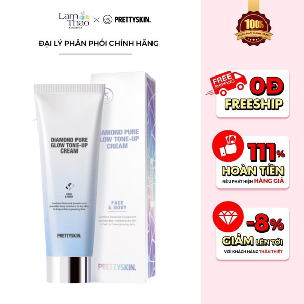 Kem Dưỡng Trắng Nâng Tone Face & Body Pretty Skin Diamond Pure Glow Tone-Up Cream
