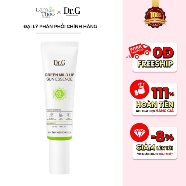 Kem Chống Nắng Dưỡng Ẩm, Chống Ánh Sáng Xanh Dành Cho Da Nhạy Cảm Dr.G Green Mild Up Sun Essence SPF50+ PA++++