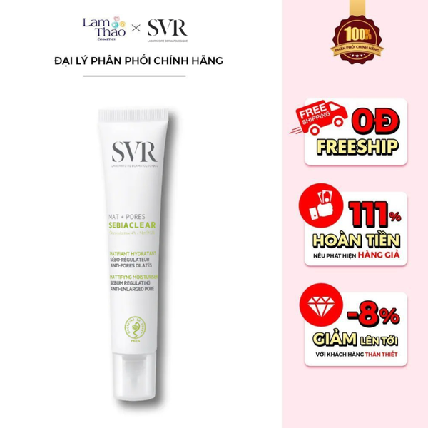 Kem Dưỡng Giảm Mụn Se Khít Lỗ Chân Lông SVR Sebiaclear Mat + Pores