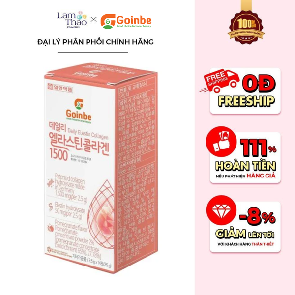 Bột Uống Collagen Giúp Da Săn Chắc, Tăng Độ Đàn Hồi Hương Lưu Đỏ Collagen Goinbe Daily Collagen Elastin 1500MG