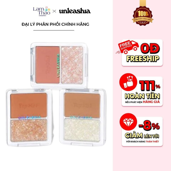 Bảng Phấn Mắt 2 Ô Kèm Nhũ Unleashia Tap Me Palette Duo