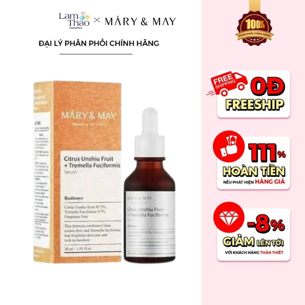 Tinh Chất Làm Sáng Da Mary & May Citrus Unshiu + Tremella Fuciformis Serum