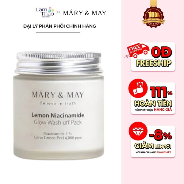 Mặt Nạ Dưỡng Da Chiết Xuất Trái Chanh Mary & May Lemon Niacinamide Glow Wash Off Pack