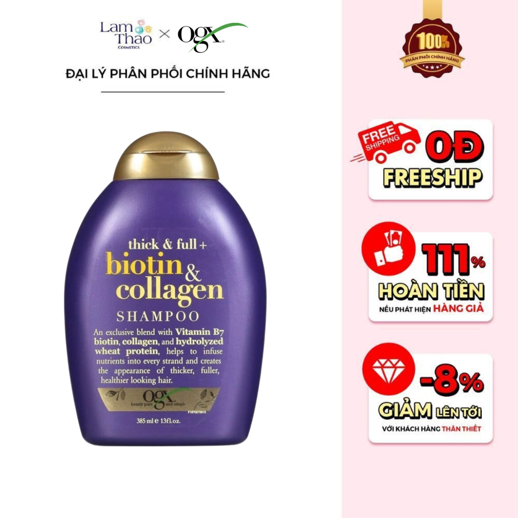Dầu Gội Làm Dày Tóc OGX Biotin & Collagen Thick & Full + Biotin & Collagen Shampoo