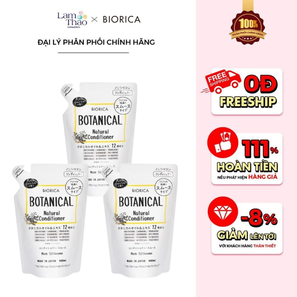 [TẶNG BÌNH CHIẾT BIORICA] Dầu Xả Thực Vật Không Silicon Biorica Botanical Natural Conditoner Non Silicone