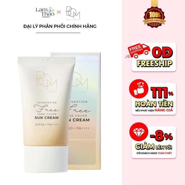 [TẶNG SON THỎI BOM MÀU 808 VER 2 HOÁ ĐƠN BOM 399K] Kem Chống Nắng Che Khuyết Điểm Bom Foundation Free Tone Cover Sun Cream