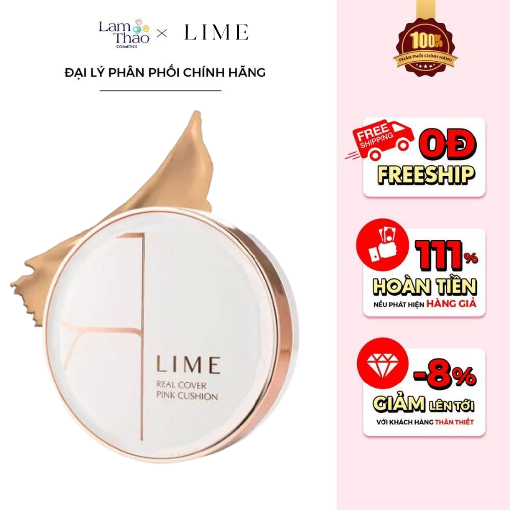 Phấn Nước Kiềm Dầu, Che Phủ Hoàn Hảo Lime Real Cover Pink Cushion SPF50+ PA+++ 20g