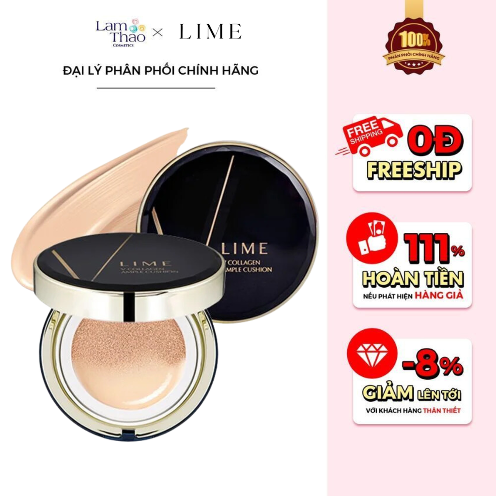 Phấn Nước Dưỡng Ẩm Lime V Collagen Ample Cushion SPF 50+/PA+++ 20g