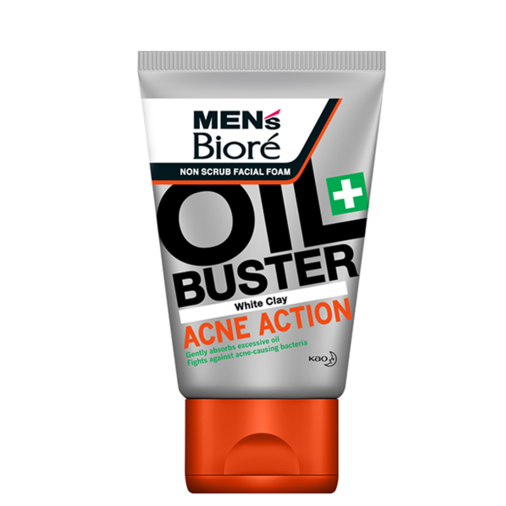 Sữa Rửa Mặt Cho Nam Sạch Nhờn Giảm Mụn Bioré Oil Buster White Clay Acne Action