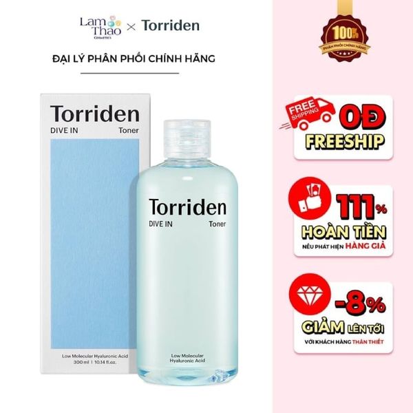 Nước Hoa Hồng Cấp ẩm Phục Hồi Da Torriden Dive In Low Molecular Hyaluronic Acid Toner