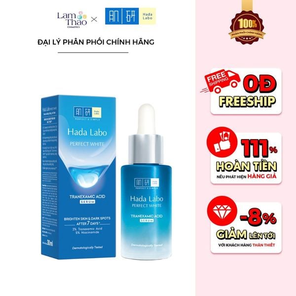 [HĐ HADA LABO 199K TẶNG 1 BTT BEFOU 234M + 1 GỐI ÔM HADA LABO] Tinh Chất Hỗ Trợ Dưỡng Sáng Da Tối Ưu Hada Labo Perfect White Tranexamic Acid Serum