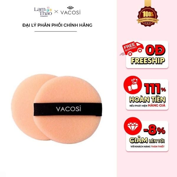 Bông Phấn Khô Tròn Nhỏ Vacosi Small Round Puff ( 2 Cái )