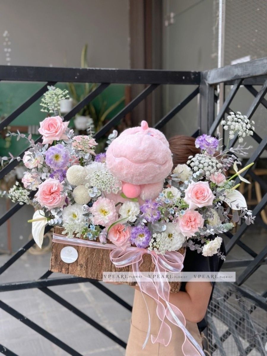 HCGH - Hộp Hoa mix Gấu Bông