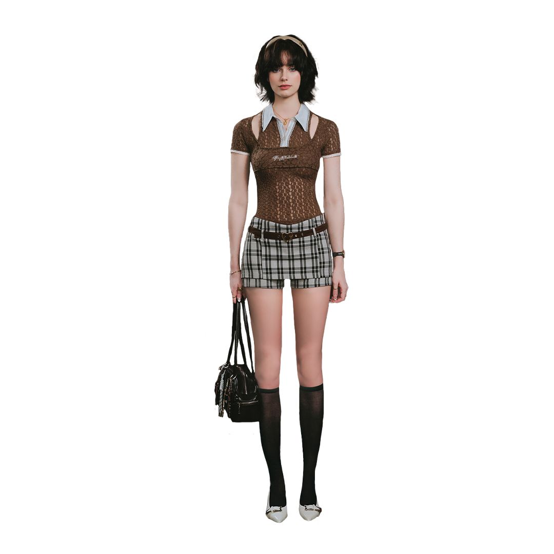 Quần Váy Ngắn Cạp Trễ Dáng Chữ A Missy Checkout Skirt AIAI OFFICIAL – Thiết Kế Tôn Dáng, Kèm Belt Nâu Tinh Tế