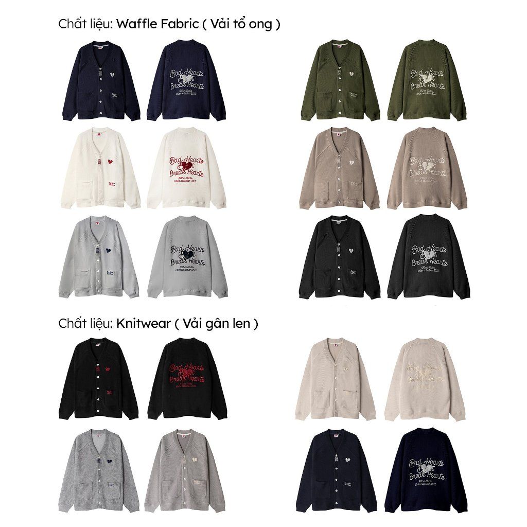 AIAI OFFICIAL Áo khoác nữ Cardigan Bad Hearts Don't Break Hearts thêu logo thương hiệu