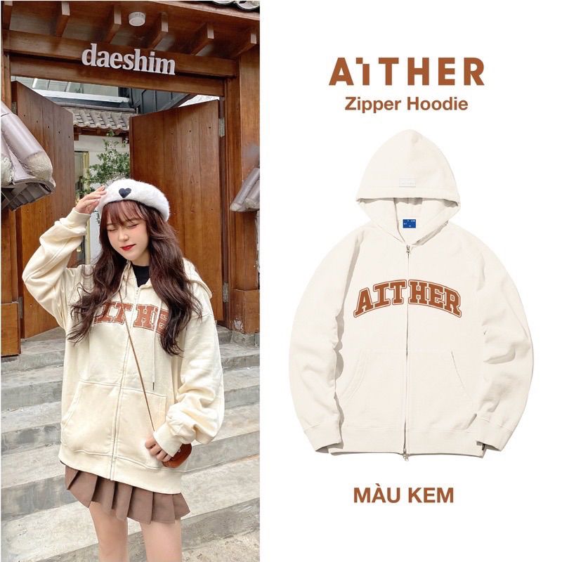 AIAI OFFICIAL Áo Hoodie Zip Unisex form rộng (HÀNG CHÍNH HÃNG)