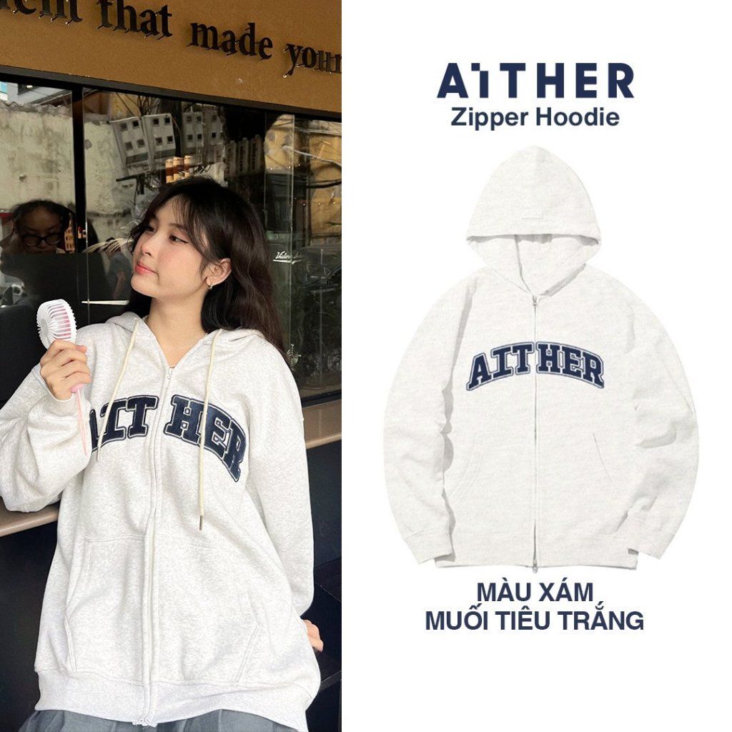 AIAI OFFICIAL Áo Hoodie Zip Unisex form rộng (HÀNG CHÍNH HÃNG)