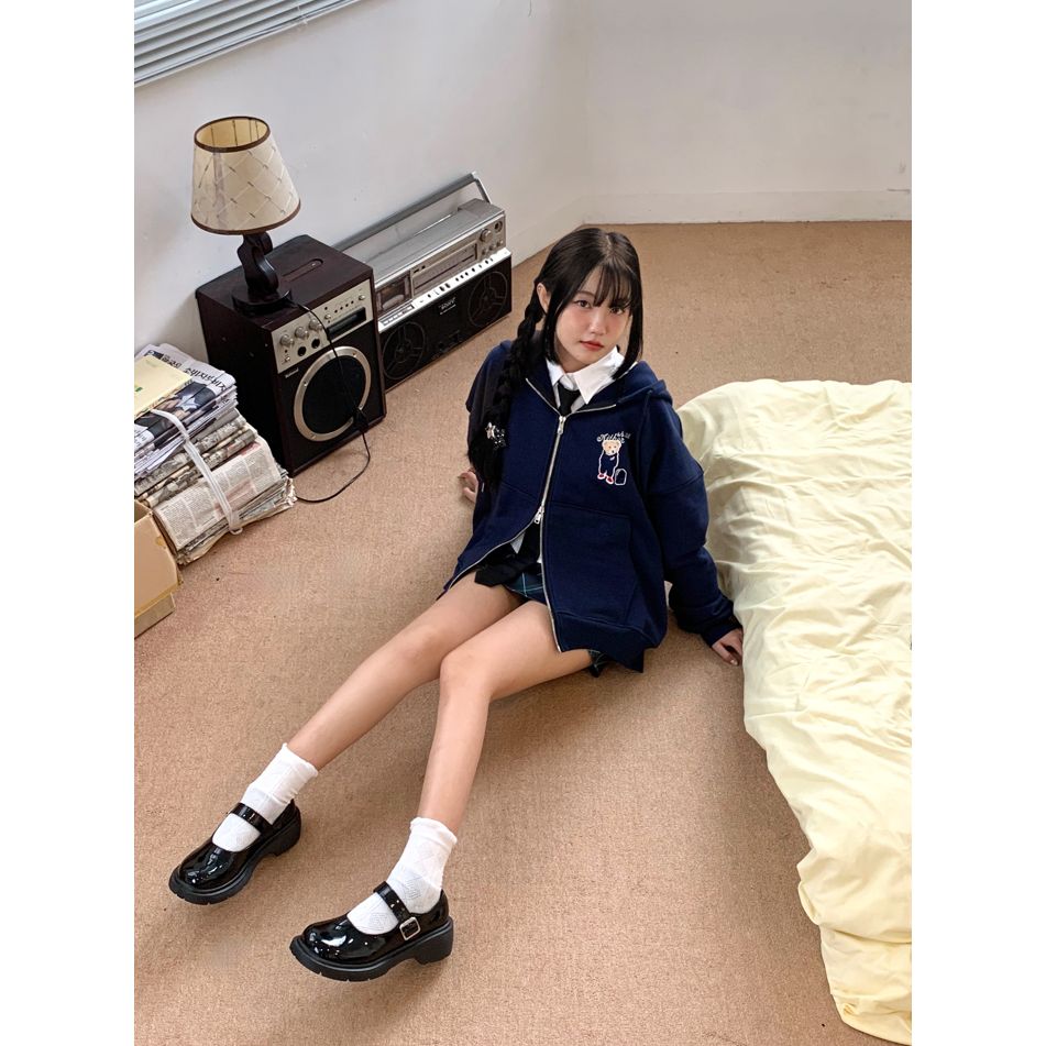 AIAI OFFICIAL Áo Bear Hoodie Zip form Boxy/form thường
