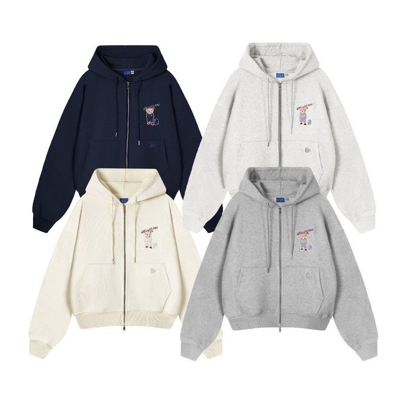 AIAI OFFICIAL Áo Bear Hoodie Zip form Boxy/form thường
