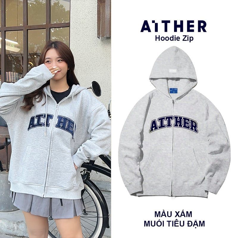 AIAI OFFICIAL Áo Hoodie Zip Unisex form rộng (HÀNG CHÍNH HÃNG)