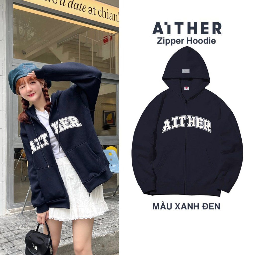 AIAI OFFICIAL Áo Hoodie Zip Unisex form rộng (HÀNG CHÍNH HÃNG)