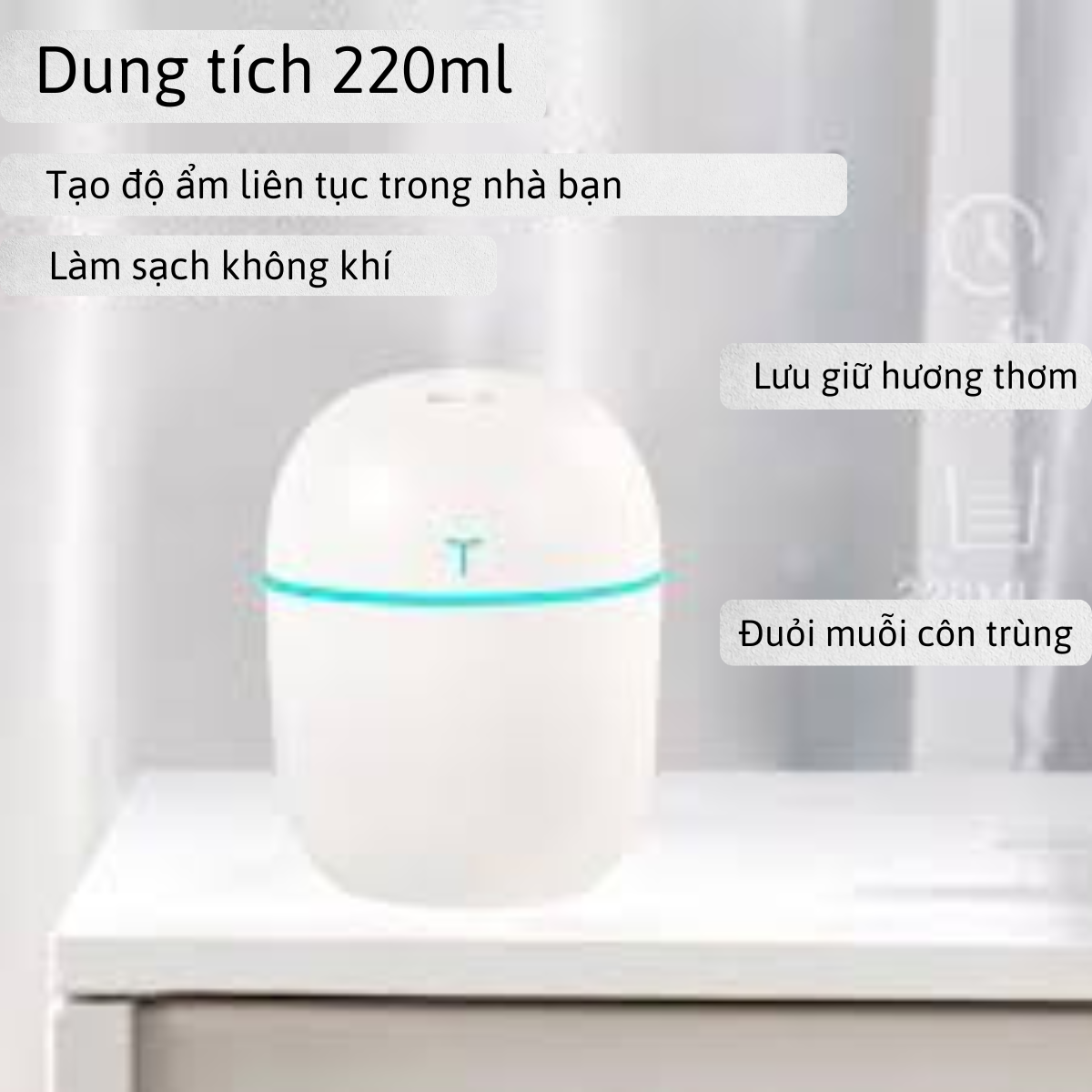 Máy Xông Tinh Dầu 220ml máy khuếch tán tinh dầu, máy phun sương tạo độ ẩm, thơm phòng, thư gián, đuổi muỗi côn trùng