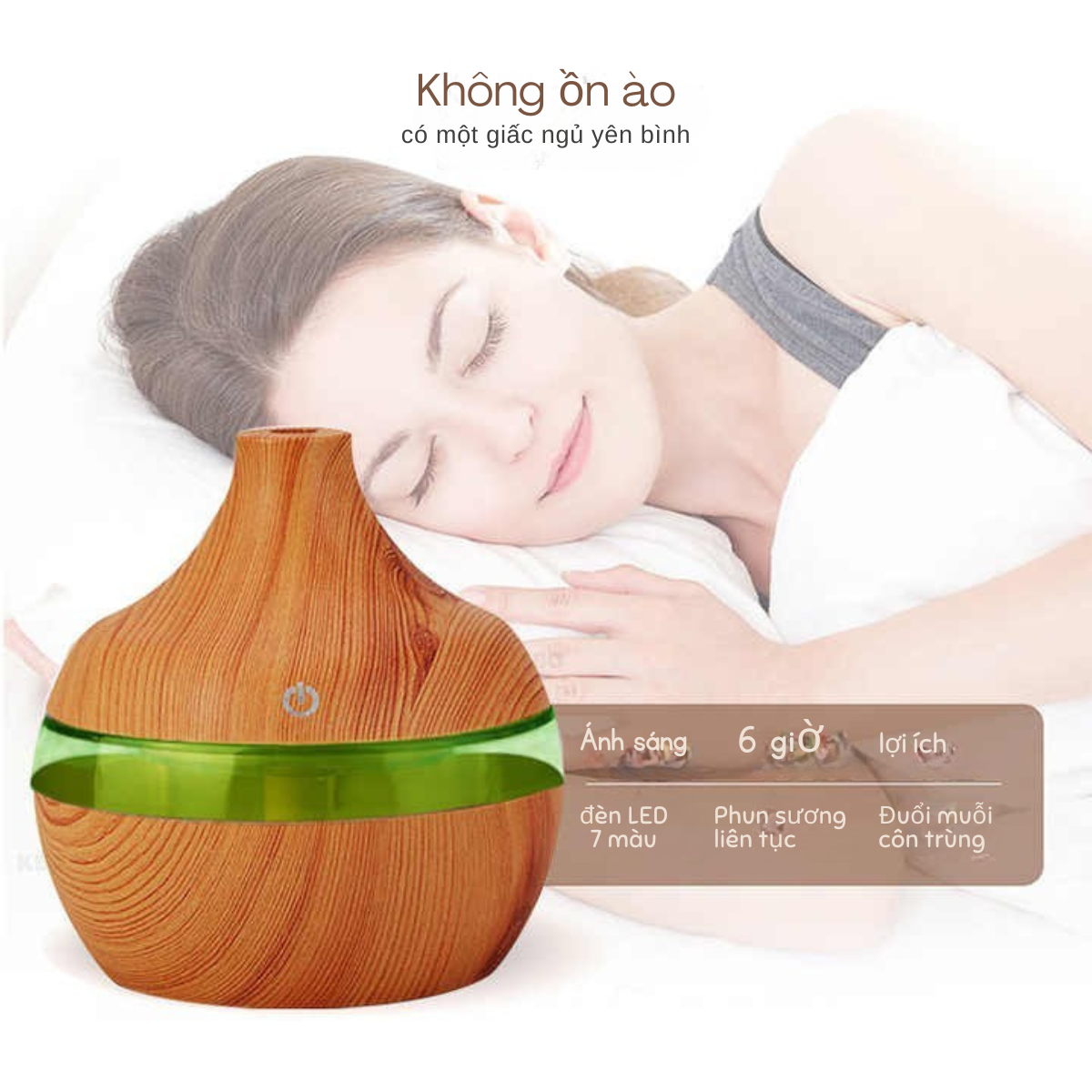 Máy Xông Tinh Dầu vân gỗ 300ml máy khuếch tán tinh dầu, máy phun sương tạo độ ẩm, thơm phòng, thư gián, đuổi muỗi côn trùng
