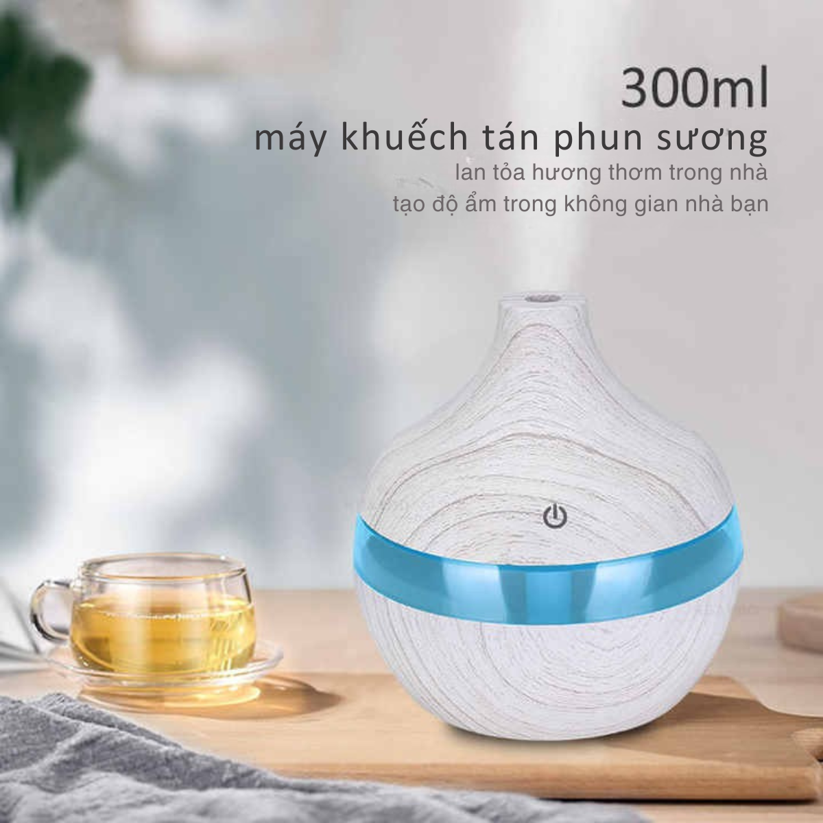 Máy Xông Tinh Dầu vân gỗ 300ml máy khuếch tán tinh dầu, máy phun sương tạo độ ẩm, thơm phòng, thư gián, đuổi muỗi côn trùng