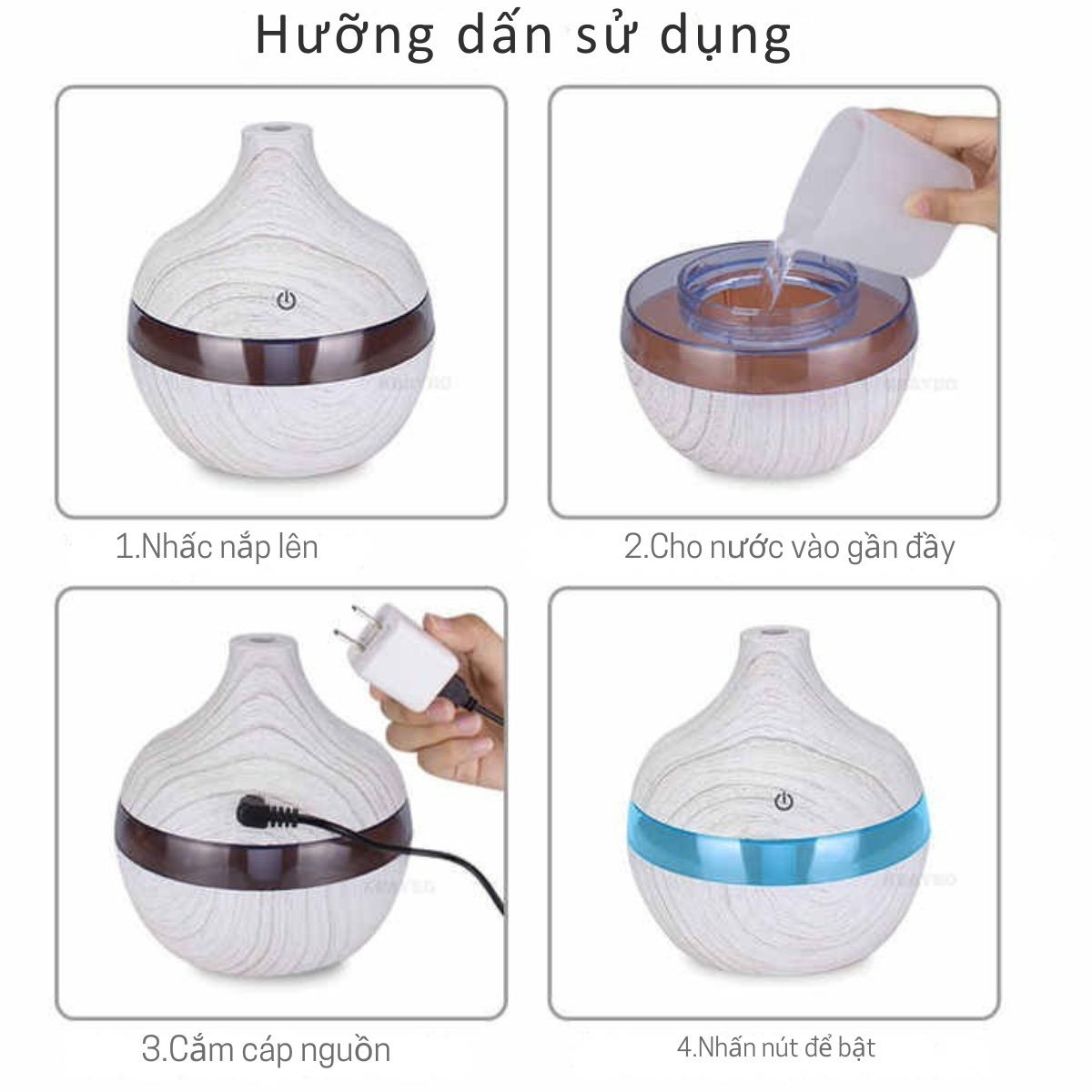 Máy Xông Tinh Dầu vân gỗ 300ml máy khuếch tán tinh dầu, máy phun sương tạo độ ẩm, thơm phòng, thư gián, đuổi muỗi côn trùng