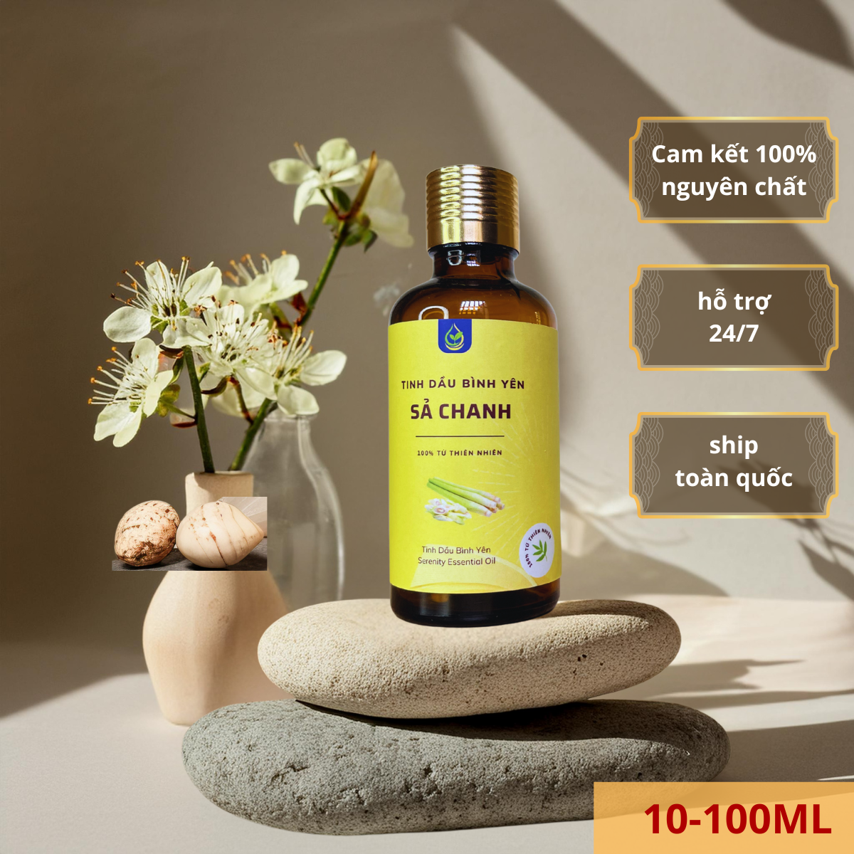 Tinh Dâu Sả Chanh Bình Yên, Khử Mùi, Tạo Hương Thơm, Xông Phòng