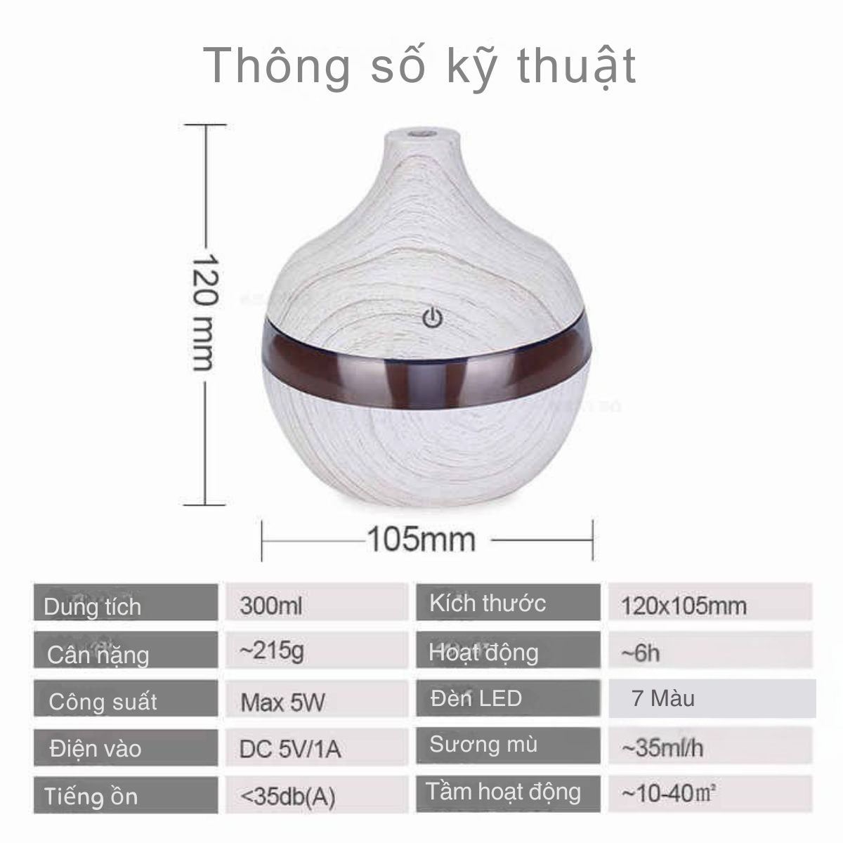 Máy Xông Tinh Dầu vân gỗ 300ml máy khuếch tán tinh dầu, máy phun sương tạo độ ẩm, thơm phòng, thư gián, đuổi muỗi côn trùng