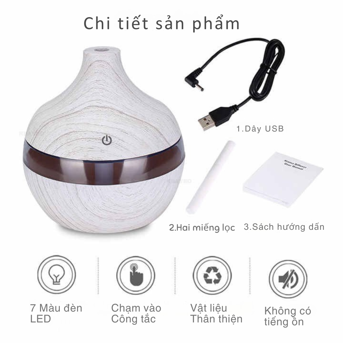 Máy Xông Tinh Dầu vân gỗ 300ml máy khuếch tán tinh dầu, máy phun sương tạo độ ẩm, thơm phòng, thư gián, đuổi muỗi côn trùng