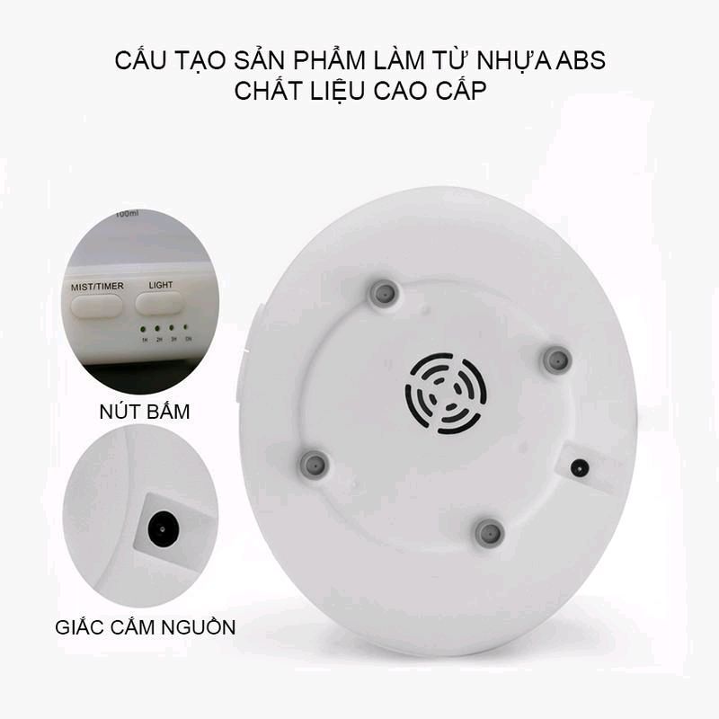 Máy Xông Tinh Dầu Phun Xương 500ml Tặng Lọ tinh Dầu 10ml Có Điều khiển Từ Xa, Đèn LED 7 Màu, Phun Xương Khuếch Tán Tinh Dầu