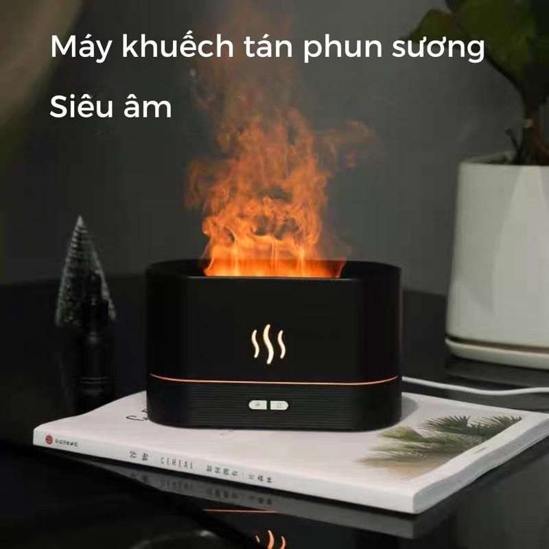 Máy Xông Tinh Dầu Ngọn Lửa Tặng Tinh Dầu 10ml - Đèn LED Hình Ngọn Lửa, Máy Phun Sưởng Tinh Dầu