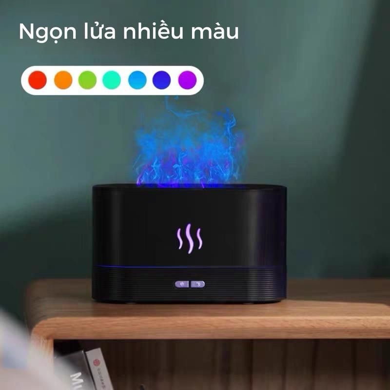 Máy Xông Tinh Dầu Ngọn Lửa Tặng Tinh Dầu 10ml - Đèn LED Hình Ngọn Lửa, Máy Phun Sưởng Tinh Dầu