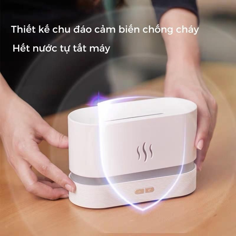 Máy Xông Tinh Dầu Ngọn Lửa Tặng Tinh Dầu 10ml - Đèn LED Hình Ngọn Lửa, Máy Phun Sưởng Tinh Dầu