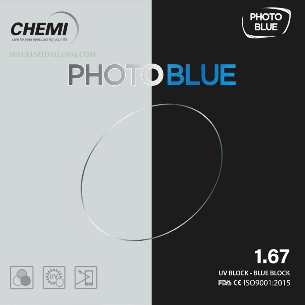 TRÒNG KÍNH _CHEMI ĐỔI MÀU 1.67 PHOTO GRAY BLUE UV