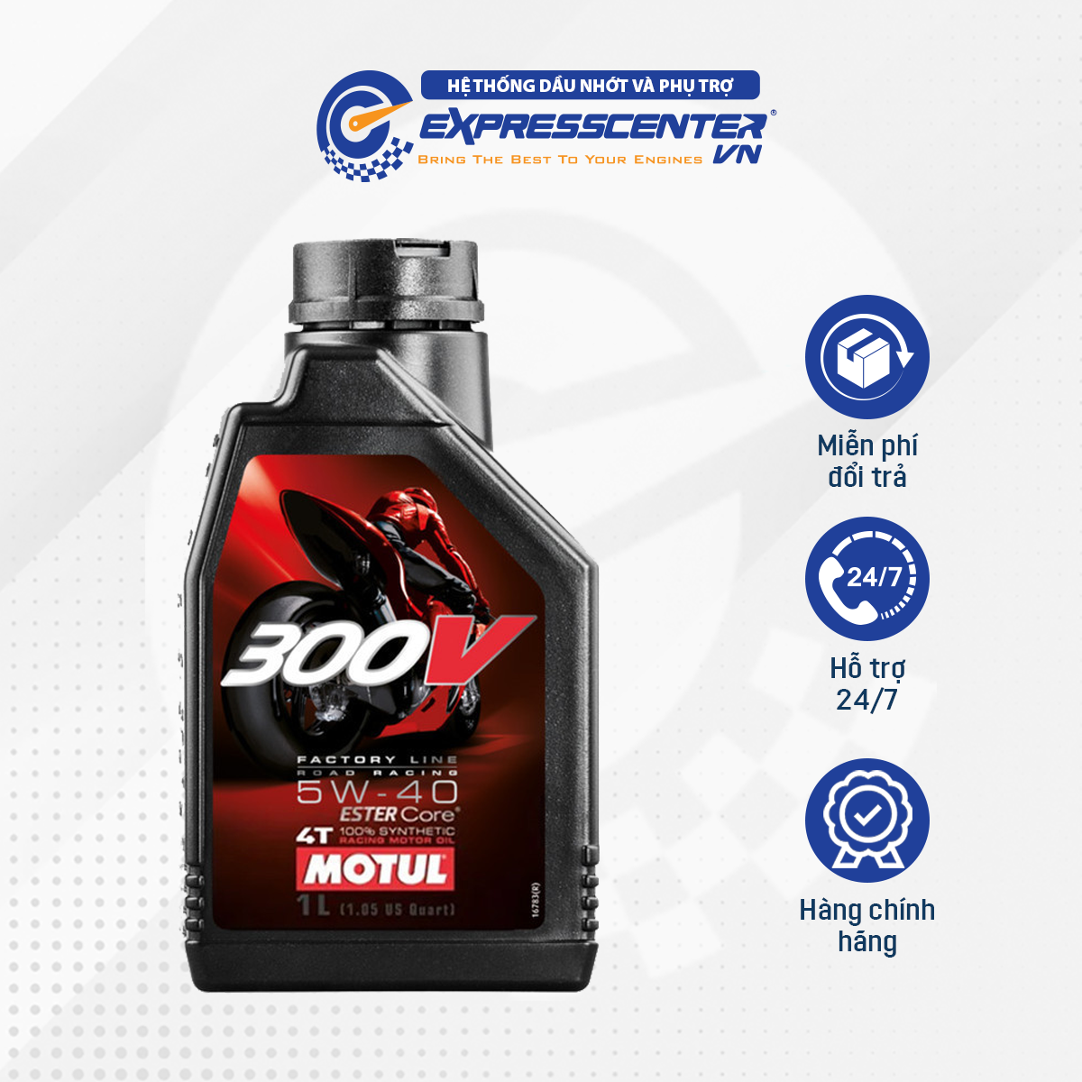 Dầu Nhớt Xe Moto Motul 300V 5w40 1L France Tem 1 Lớp