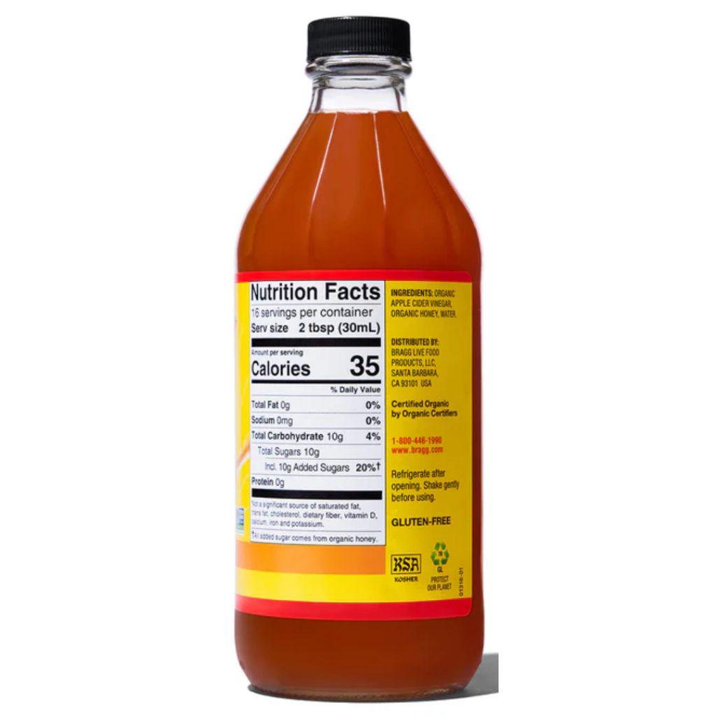 Giấm Táo Bragg vị mật ong - Thanh lọc, khỏe ruột, đẹp da dung tích 473ml