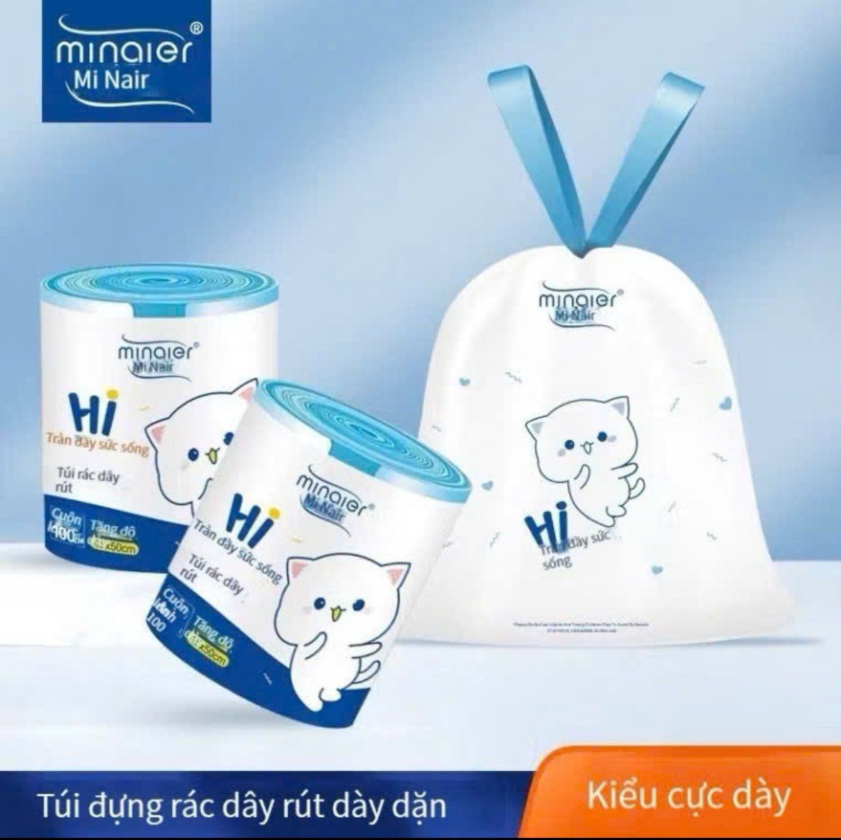 A549 - Túi đựng rác tự phân huỷ có dây rút (set 2 cuộn)