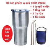 A894- Ly giữ nhiệt inox 304 kèm bộ ống hút + túi giữ nhiệt