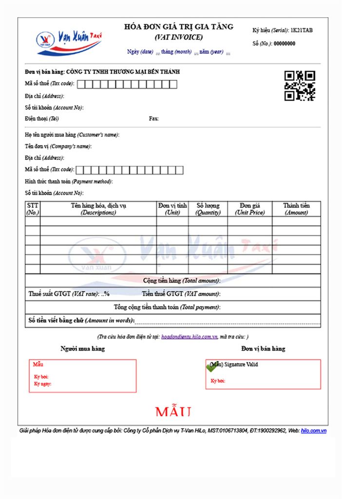 HILO G100 - Hóa đơn điện tử Hilo Invoice 100 số hóa đơn 1 năm sử dụng