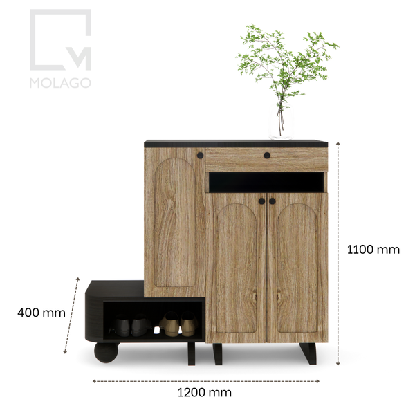 Bộ tủ giày gỗ kết hợp ghế ngồi và gương soi CB001 Rattan | Molago Bộ tủ giày gỗ kết hợp ghế ngồi và gương soi CB001 Rattan | Molago