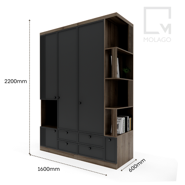 Bộ tủ quần áo gỗ, tủ quần áo decor 3 món CB018 Miniwa | Molago Bộ tủ quần áo gỗ, tủ quần áo decor 3 món CB018 Miniwa | Molago